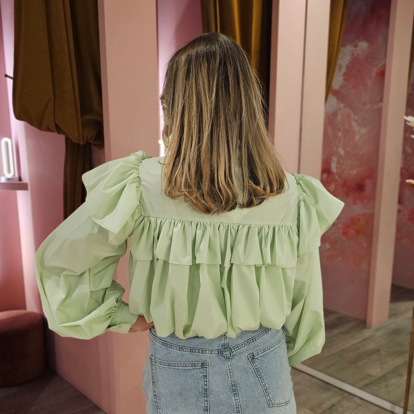 Ballonblouse ruches 1801 Groen