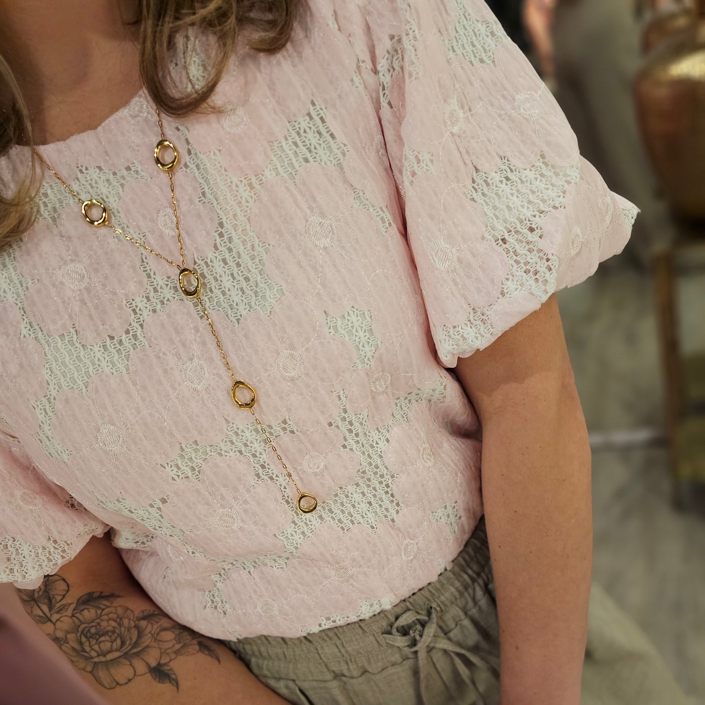 Cropblouse pofmouw 24214 Roze