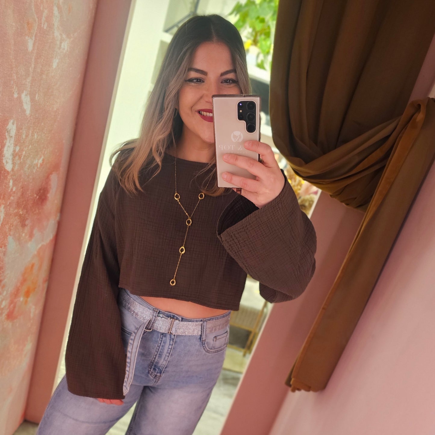 Crop top mousseline  1554 Bruin