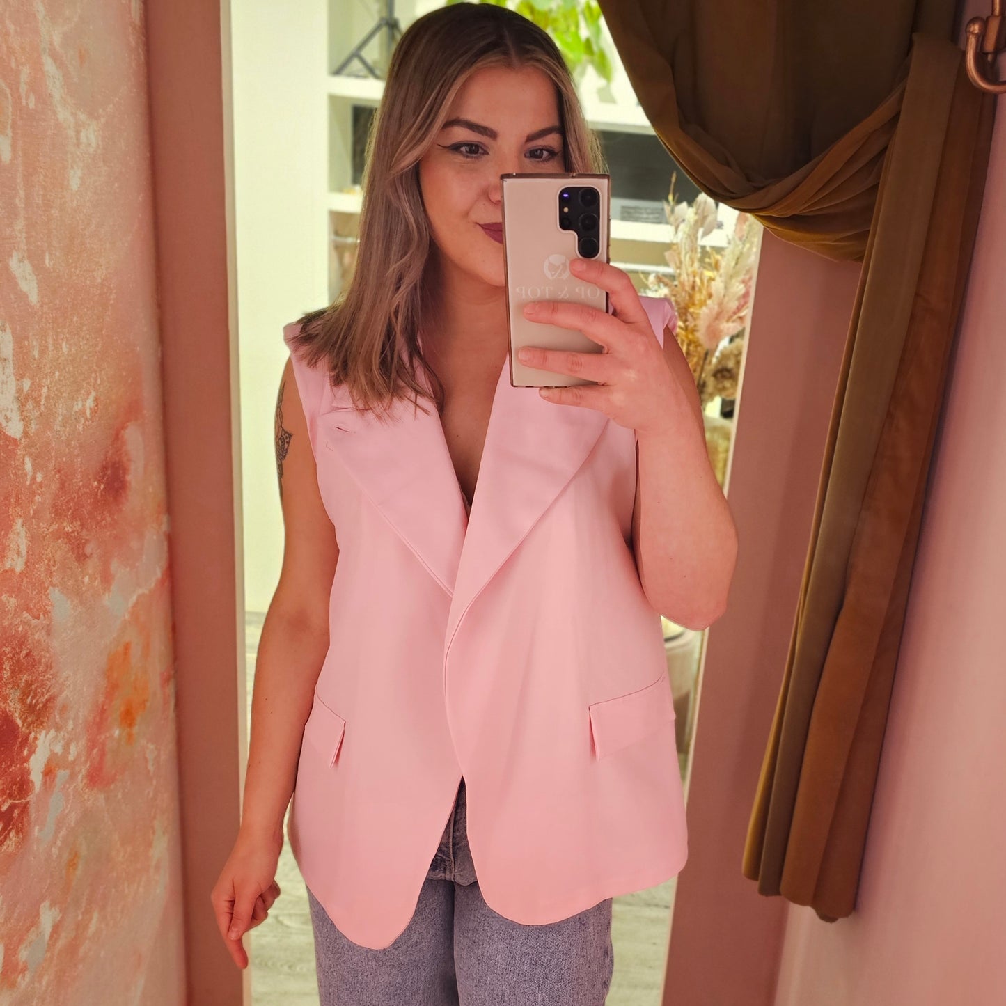Gilet overslag 26166 Lichtroze