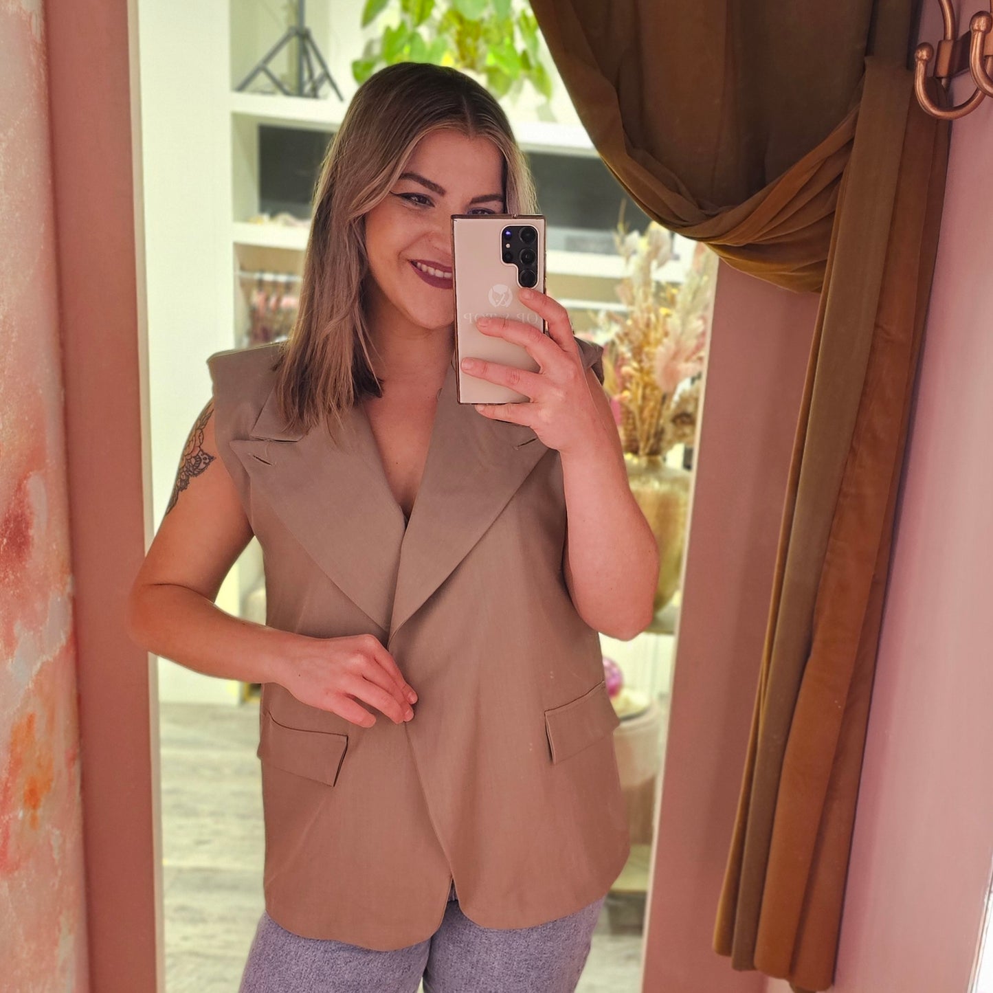 Gilet overslag 26166 Taupe