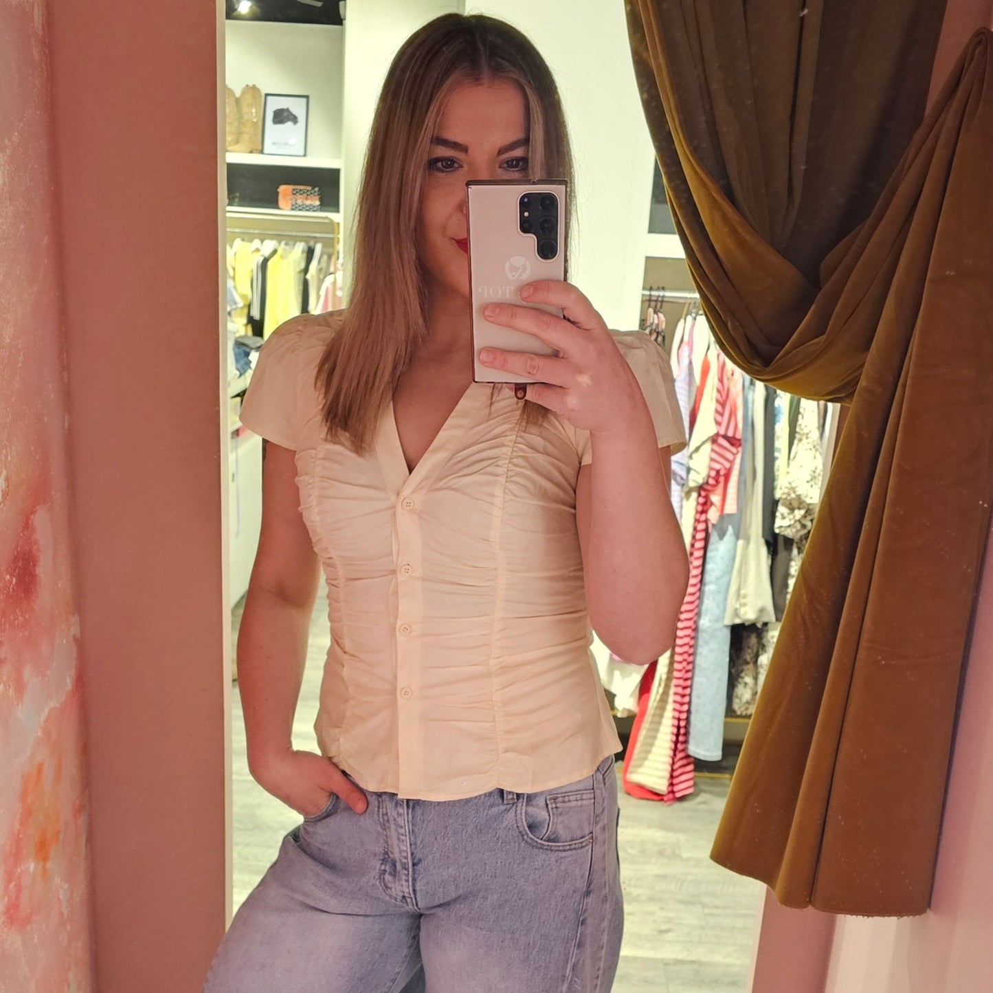 Blouse getailleerd  29161 Geel