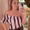 One shoulder ballontop 12256 Roze