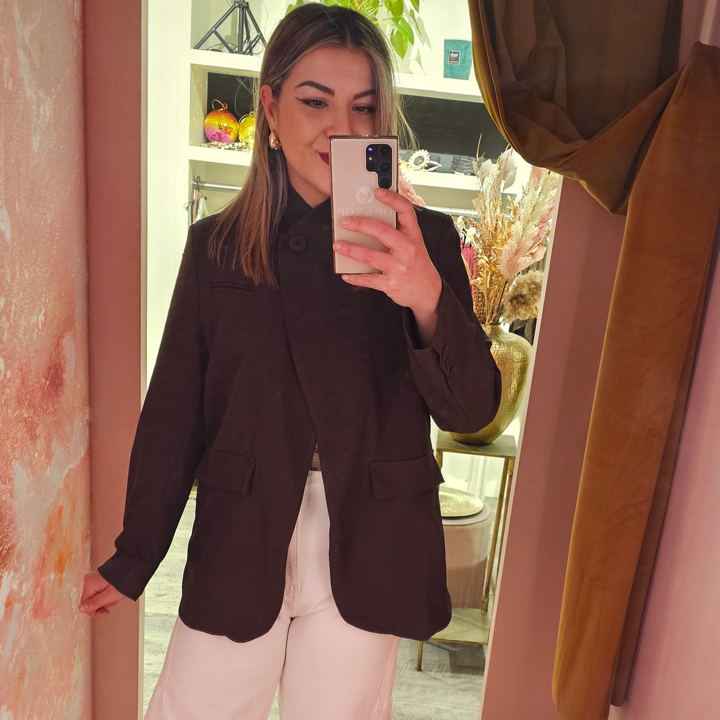 Blazer knoop kraag 85011 Donkerbruin
