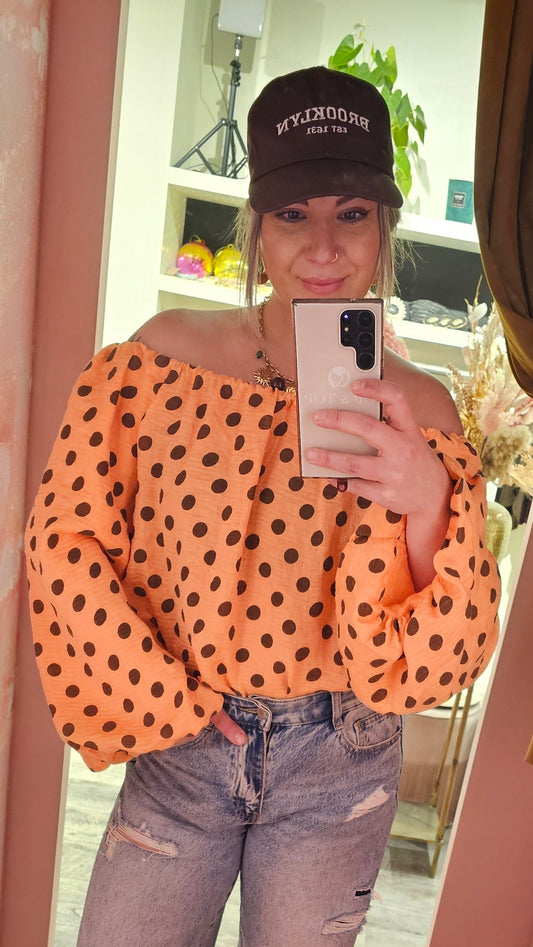 Polkadots offshoulder 1616 Oranje