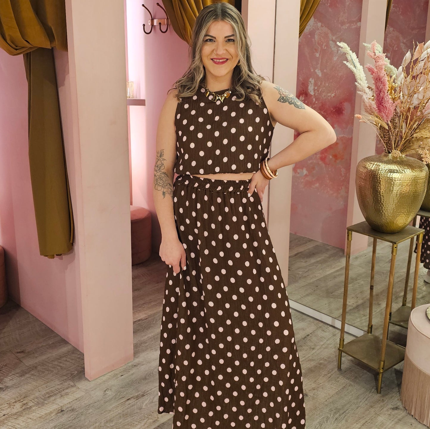 Rok polkadot lurex 11497 Bruin
