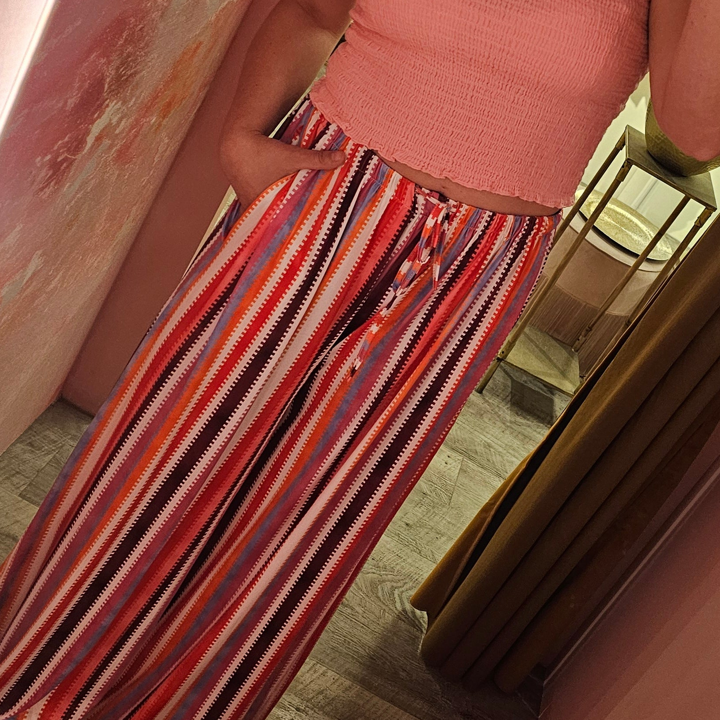 Travel broek stripes  940824 Roze