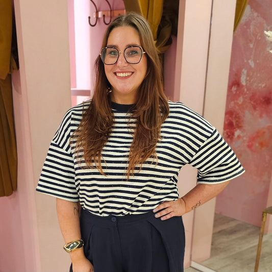 Shirt stripes strass 20620 Blauw