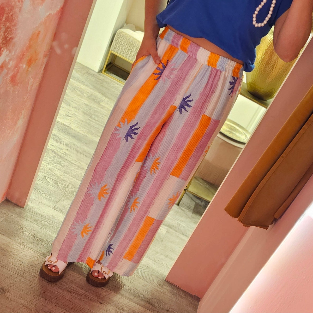 Wijde broek print 2526 Lila