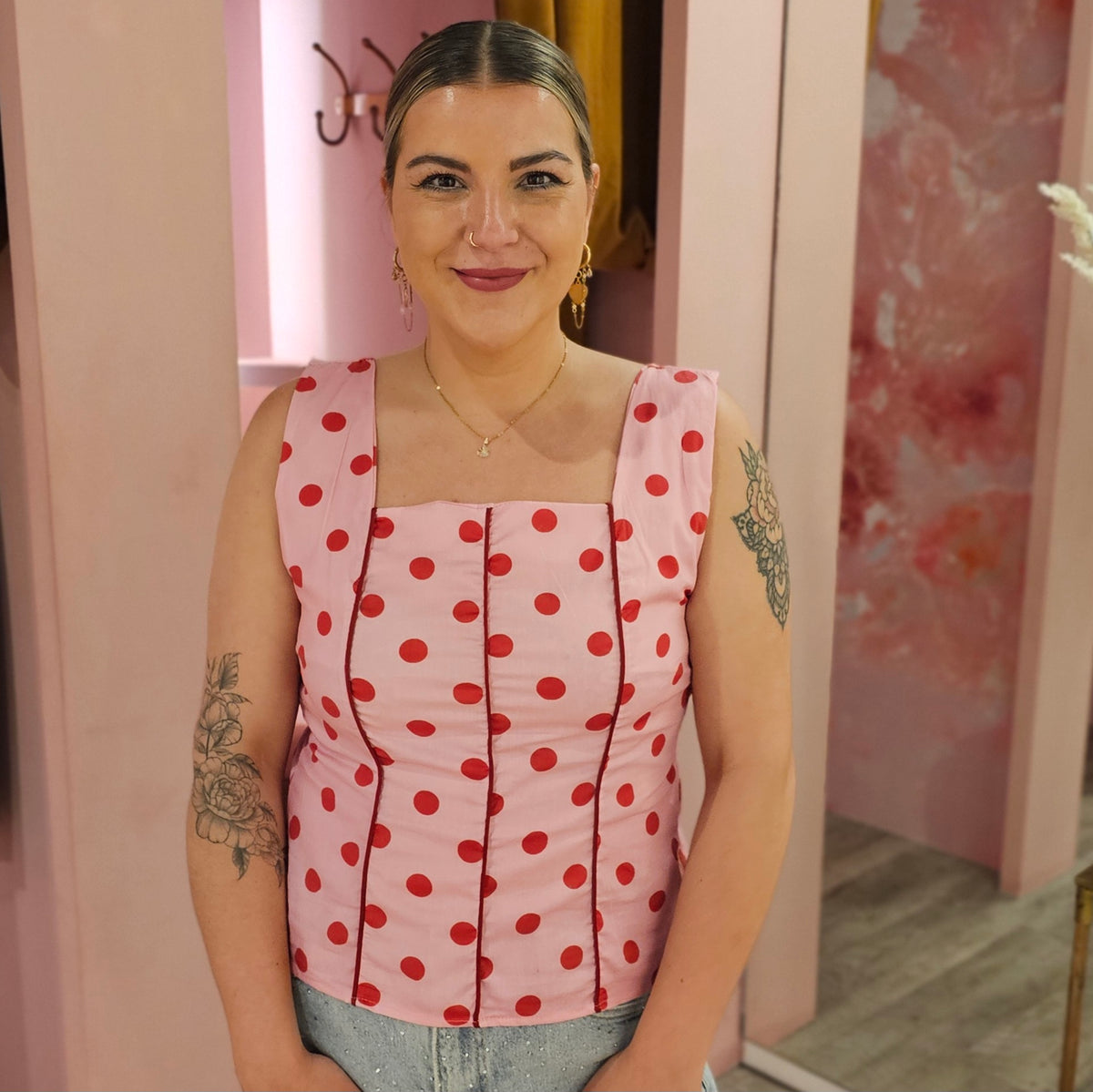 Top polkadots  12367 Roze
