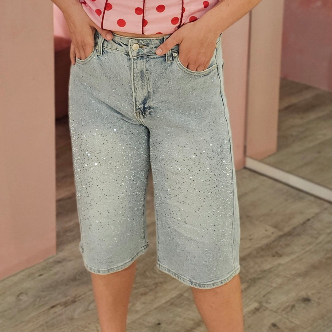 Culotte strass jeans 1092 Blauw