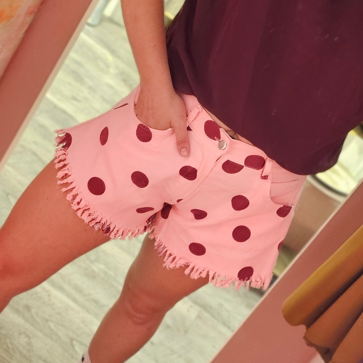 Denim short dots 26112 Roze