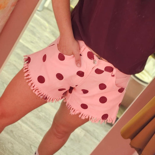 Denim short dots 26112 Roze