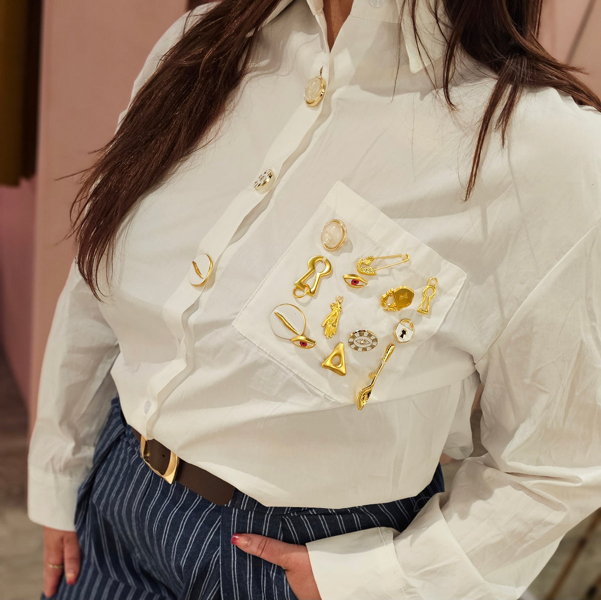 Blouse broches  2512 Wit