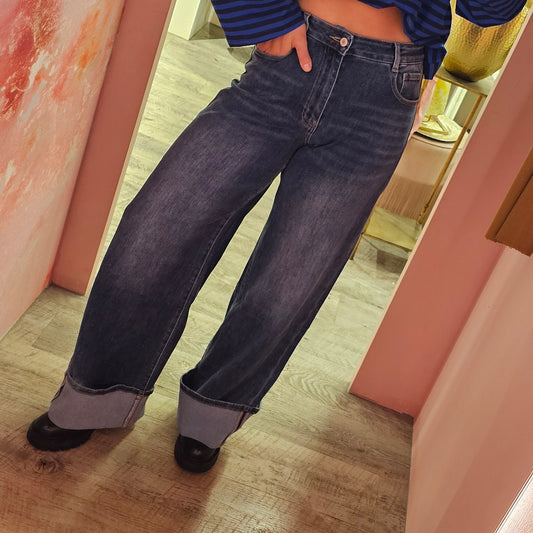 Wide leg omslag 6392-9 Blauw
