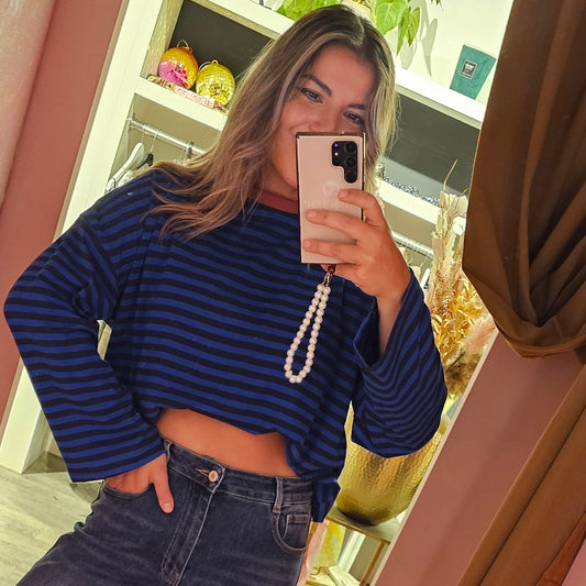 Gestreepte trui boord 5208 Blauw