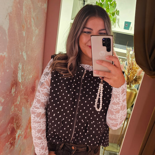 bomber gilet polkadots 04292 Bruin