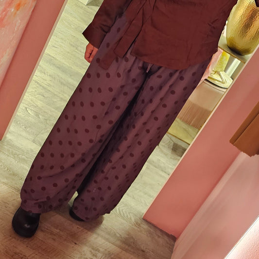 Wide leg polkadots 16260 Taupe