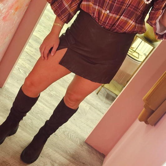 PU skort 19449-2 Bordeaux