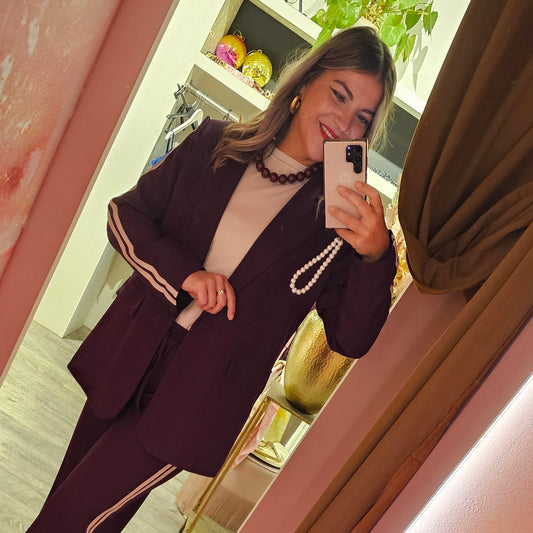 Blazer stripes set 51572 Bordeaux