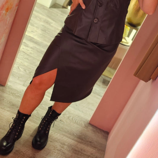 PU Skirt split 10814 Bruin