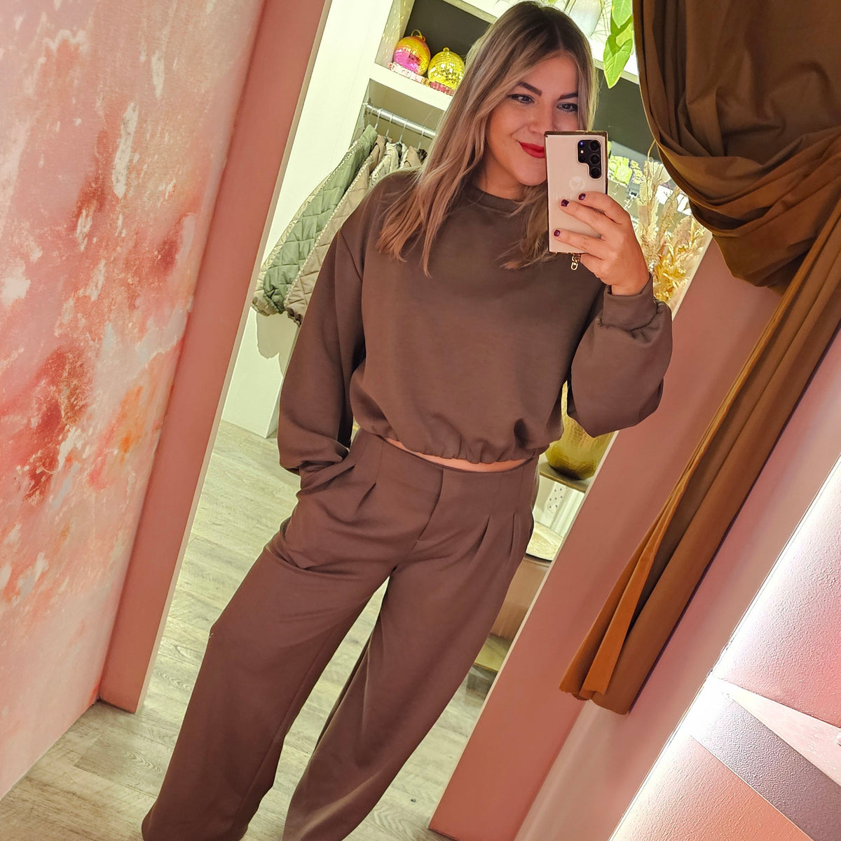 Soft trui set 61761 Taupe