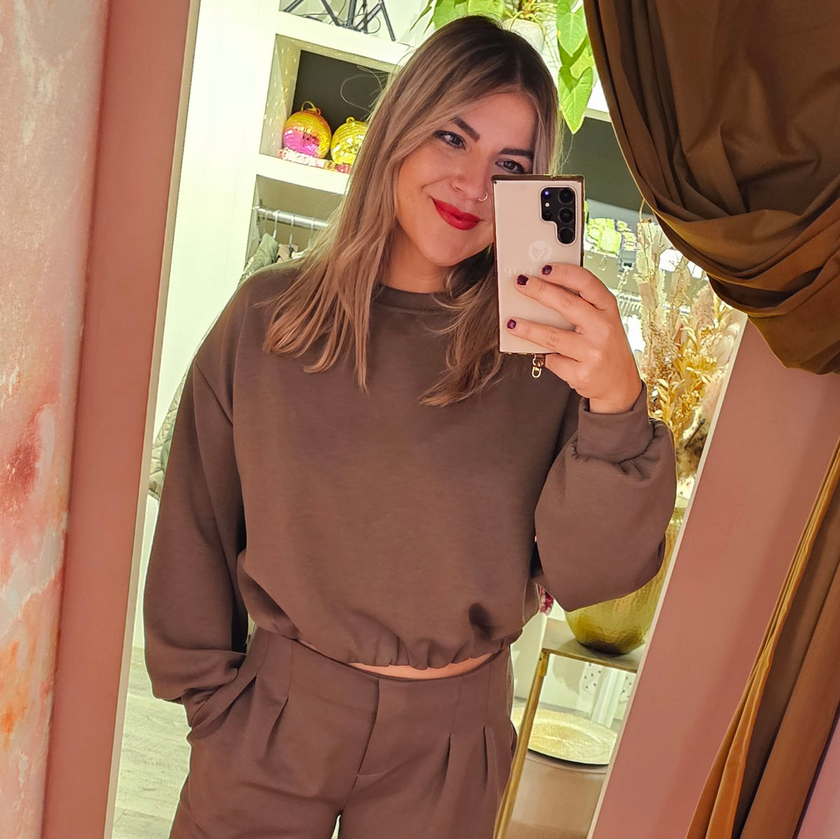 Soft trui set 61761 Taupe