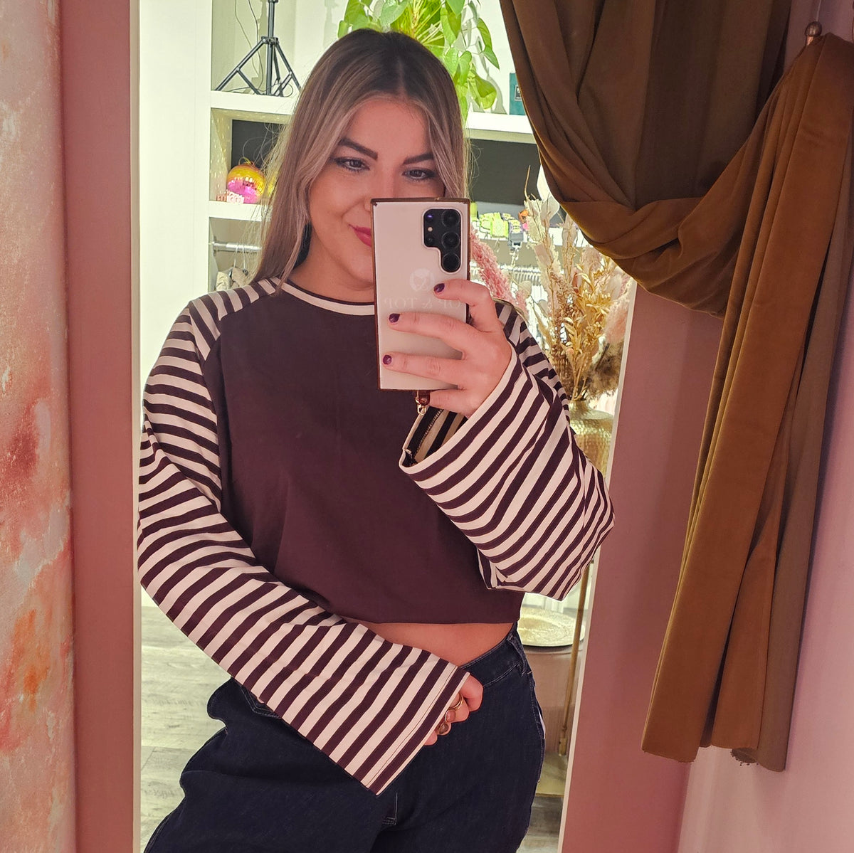 Longsleeve stripes mouw 3410 Bruin
