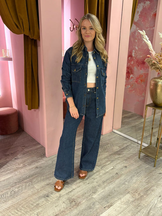 Krijtstreepjeans 8614 Blauw