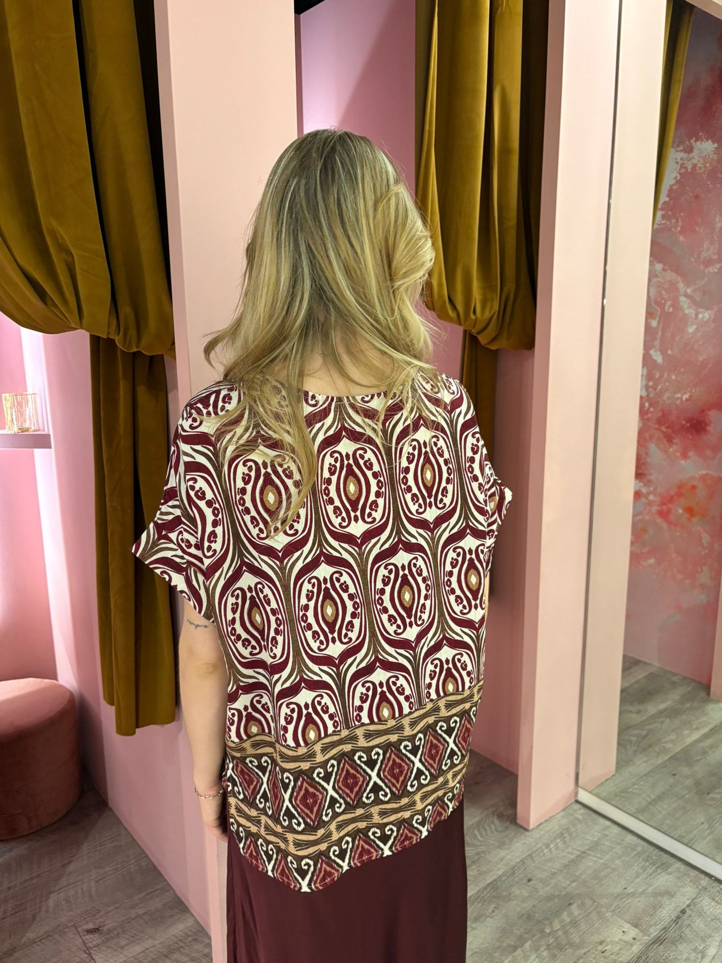 Oversized printblouse 63023 Burgundy