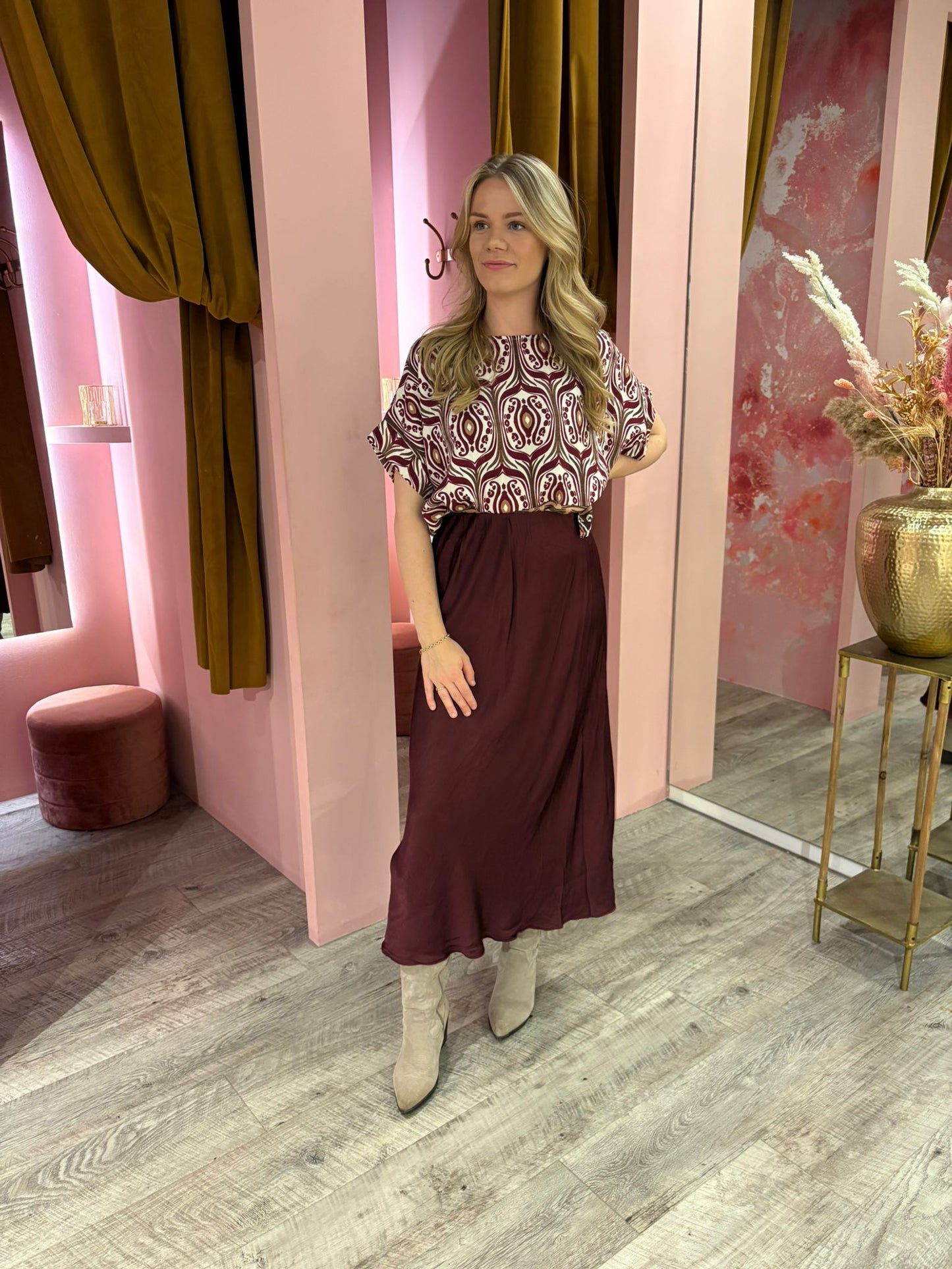 Oversized printblouse 63023 Burgundy