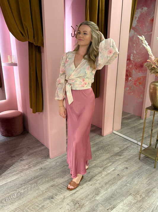 Rok satinlook 00626 Oud roze