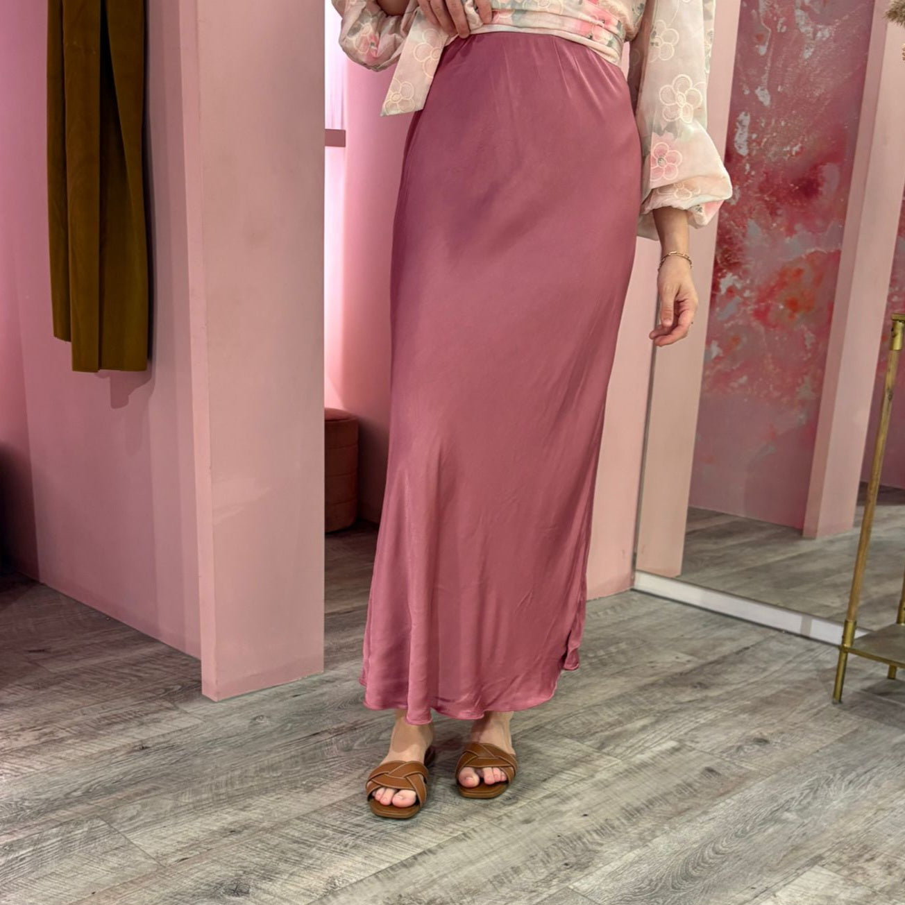Rok satinlook 00626 Oud roze