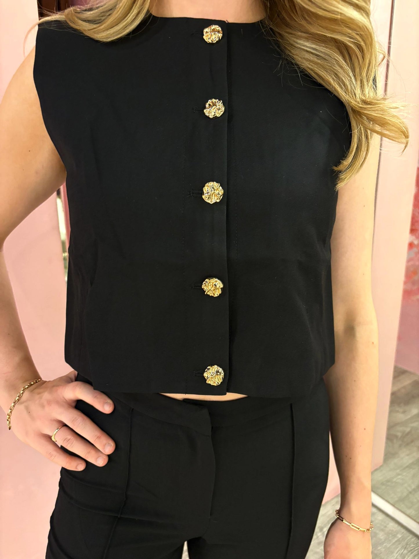 Gilet knopen 2605-1 Zwart