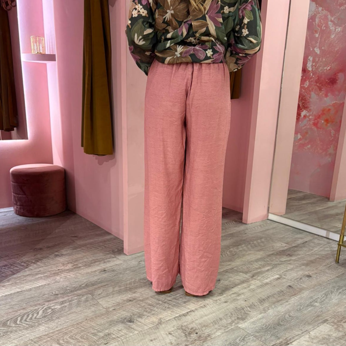 Wide leg linnen 821804 Oud roze
