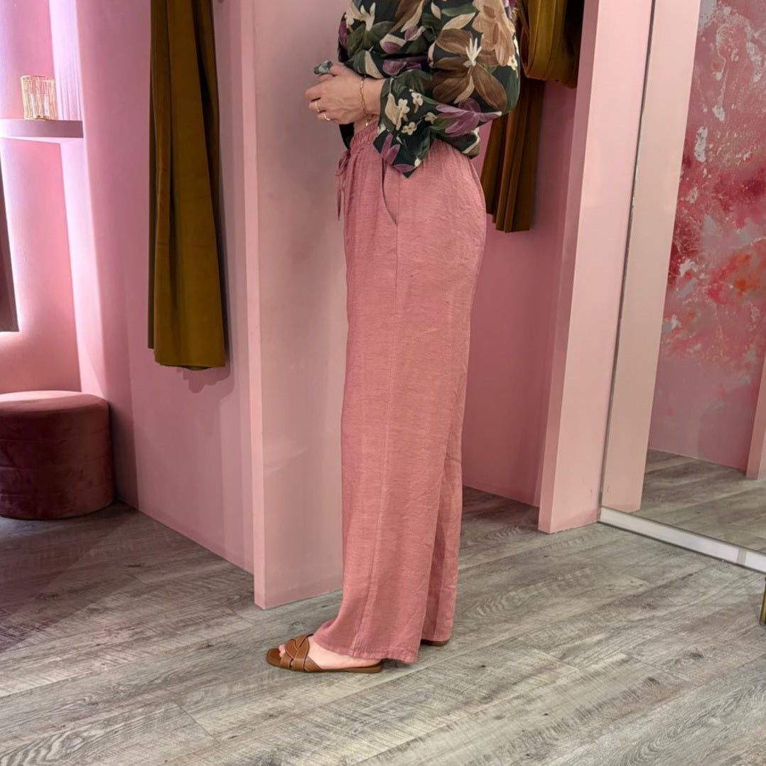 Wide leg linnen 821804 Oud roze