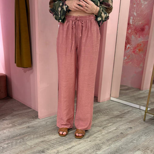Wide leg linnen 821804 Oud roze