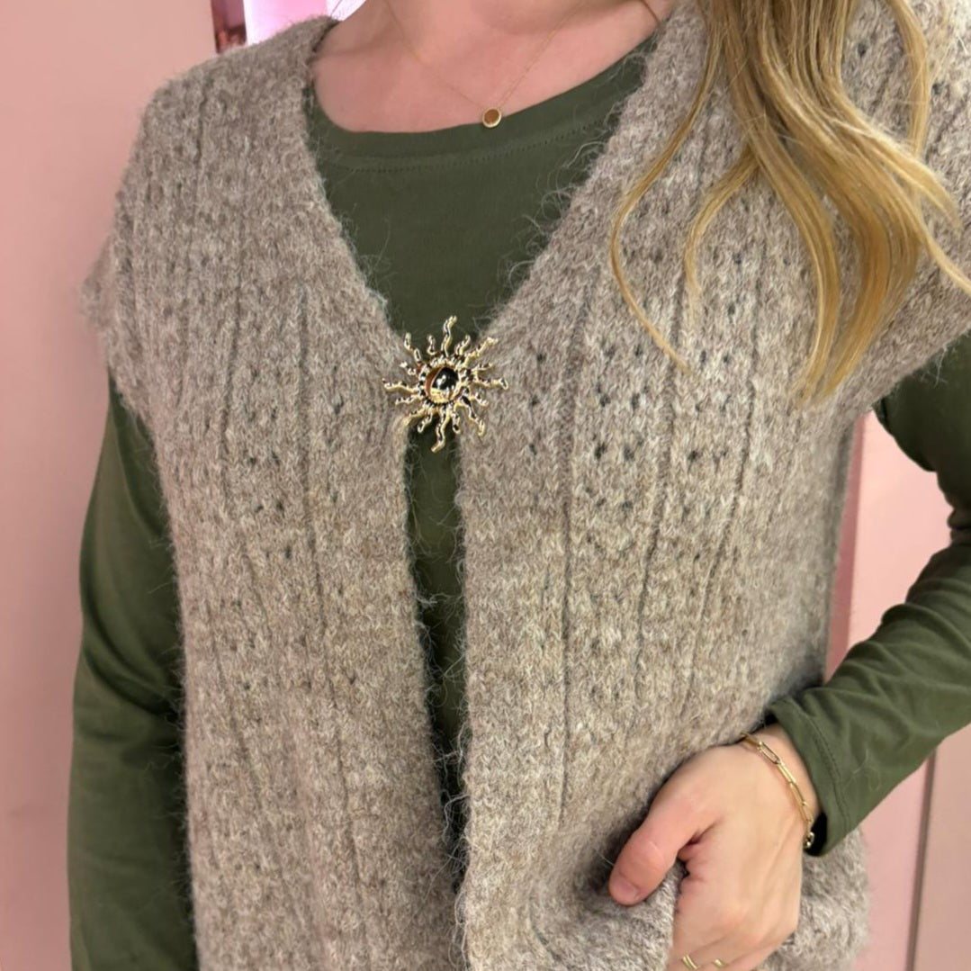 Gilet melange 51082 Taupe