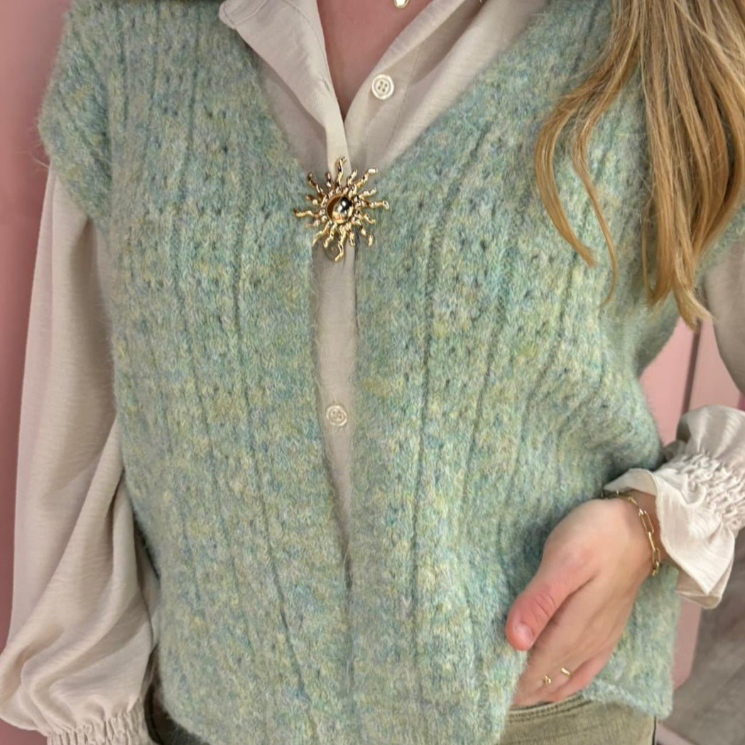 Gilet melange 51082 Groen