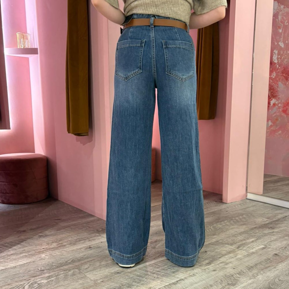 Soft wide leg belt 6358-1 Blauw