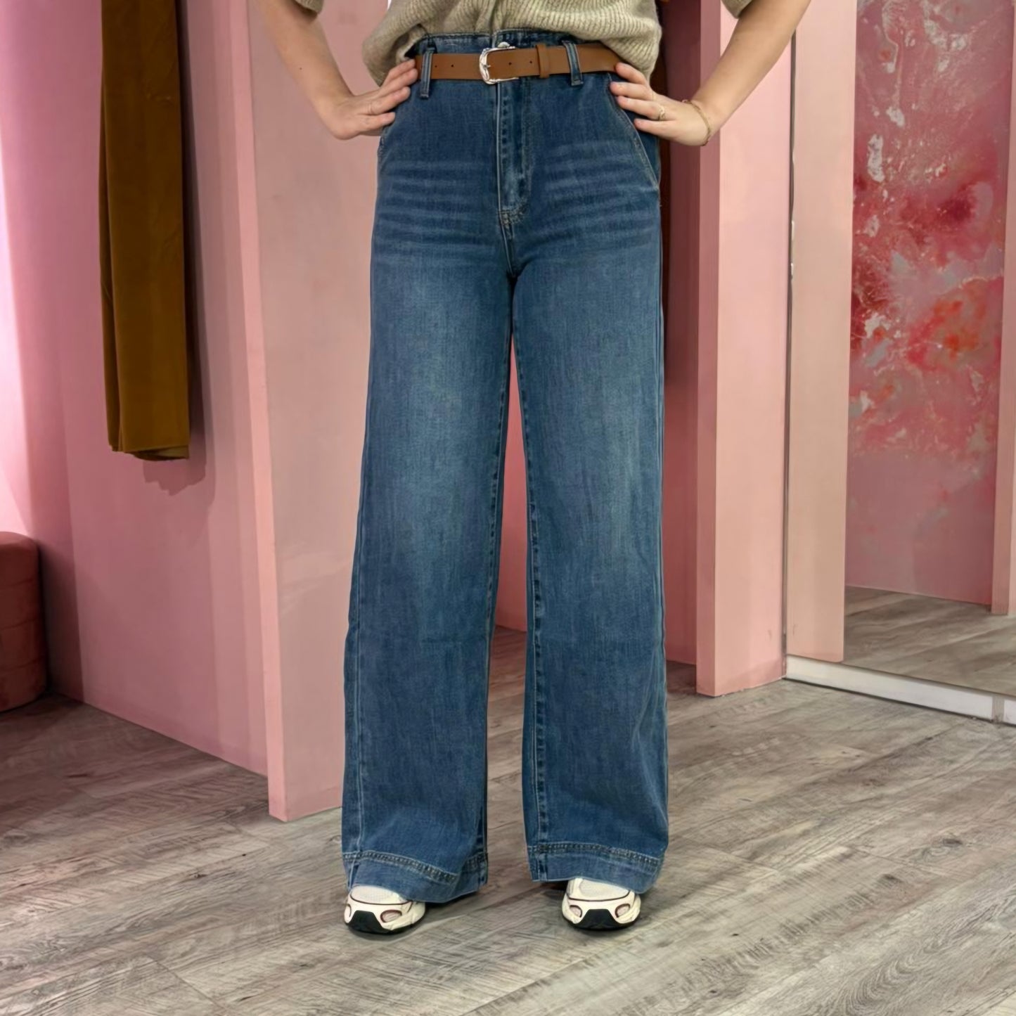 Soft wide leg belt 6358-1 Blauw