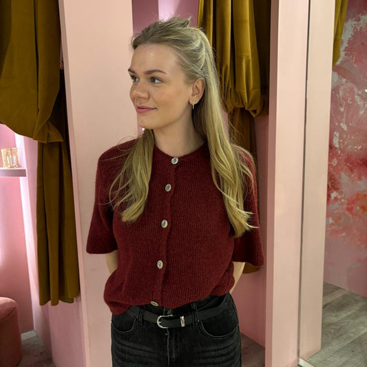 Knit top knopen 50755-2 Burgundy