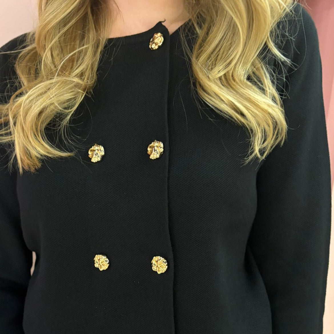 double breast top 620 Zwart