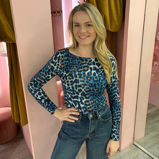 Leopard top 23171 Blauw