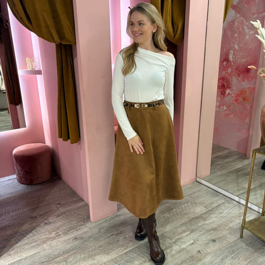 Midi suedine rok 17510 Camel