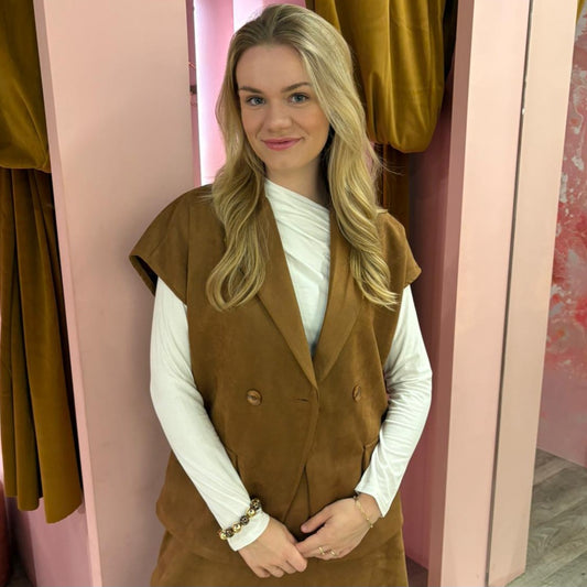 Suedine gilet 16925 Camel
