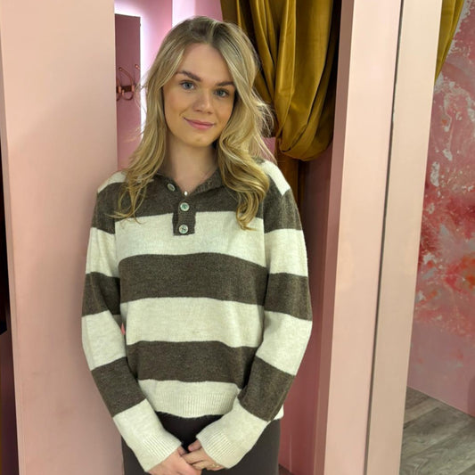 Polo sweater 51168 Taupe
