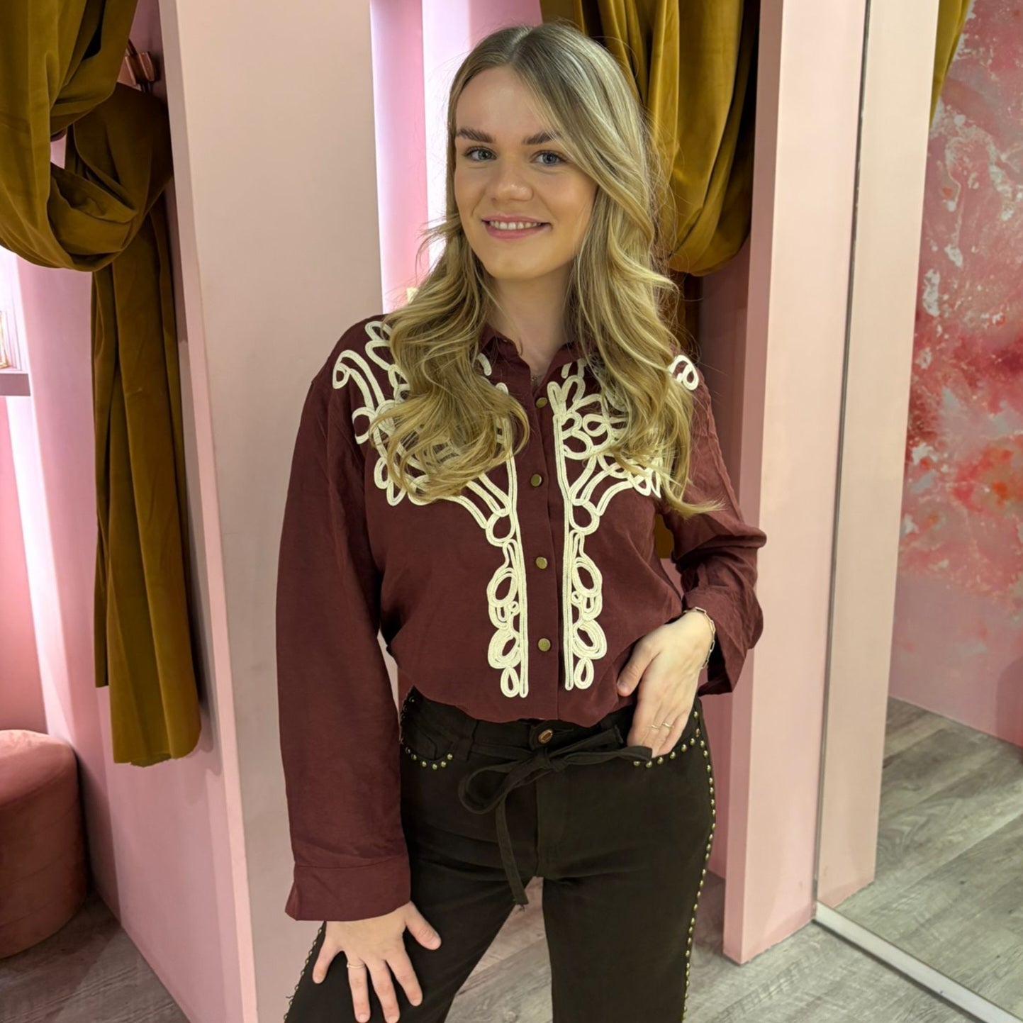 Western blouse knopen 9013 Bordeaux