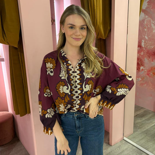 Multi blouse katoen 51702 Magenta