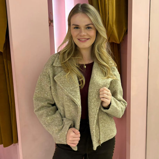 Teddy jacket kort 11913 Beige